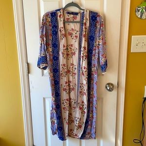 Floral stripe boho duster